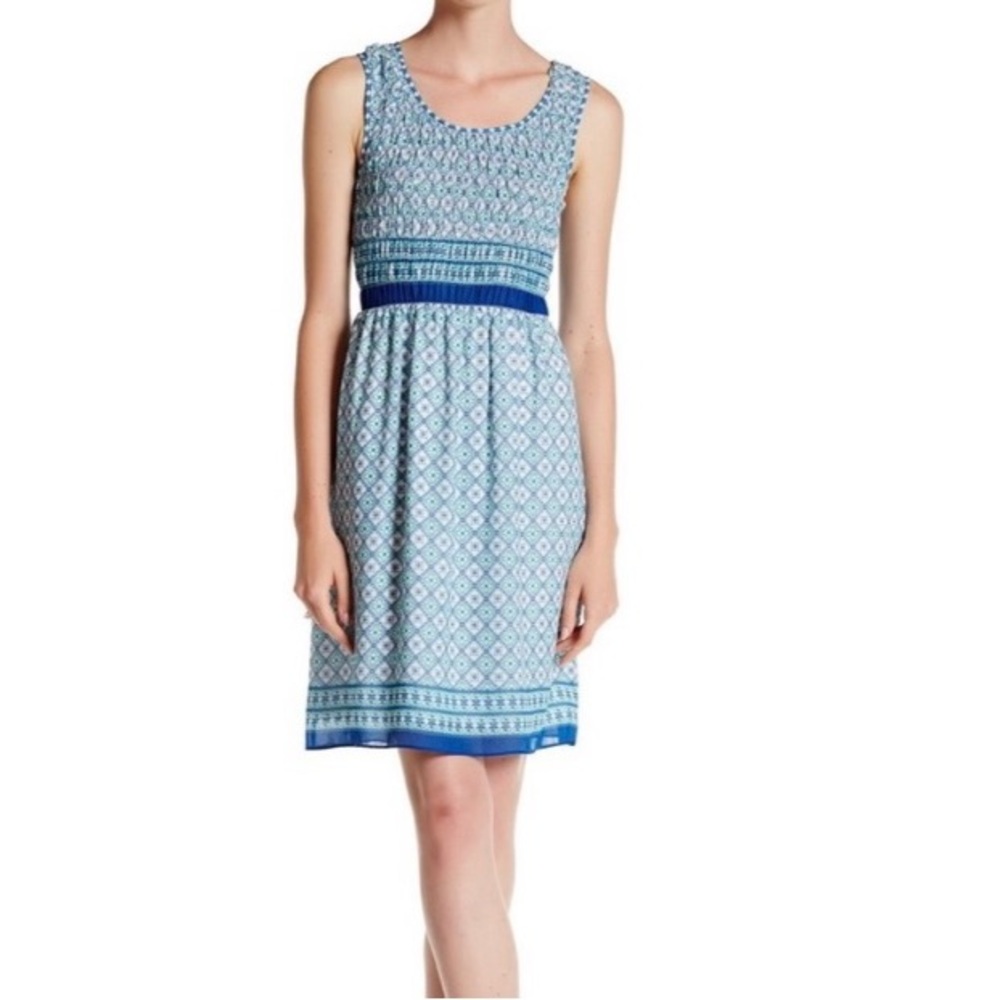 Max Studio Blue Multi Color Sleeveless Dress Size Large